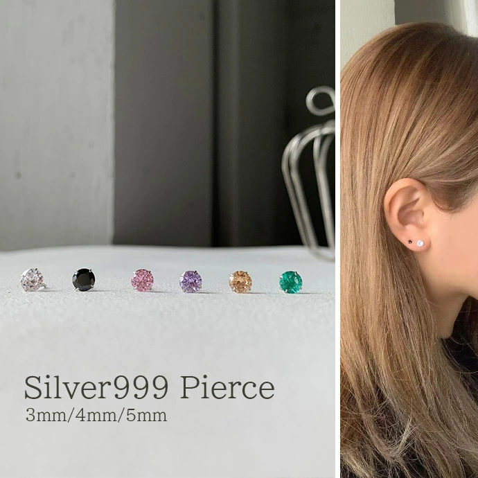 ピアス レディース シルバー キュービックジルコニア 1粒